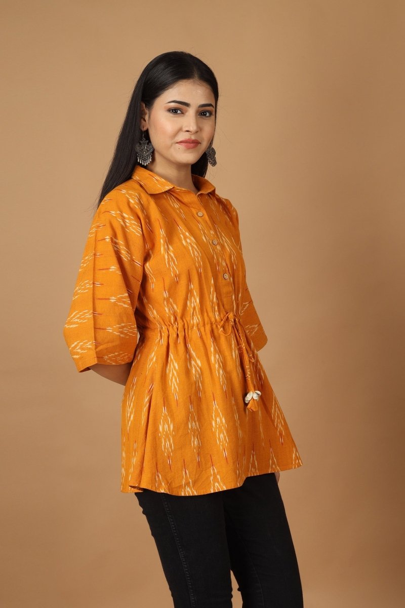 Buy Dopahar Ikat Kaftan Cotton Top | Shop Verified Sustainable Products on Brown Living