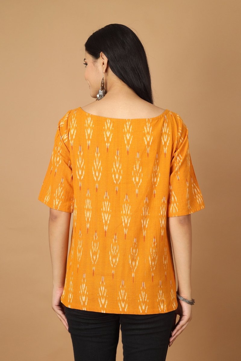 Buy Dopahar Ikat Womens Cotton Top | Shop Verified Sustainable Womens Top on Brown Living™