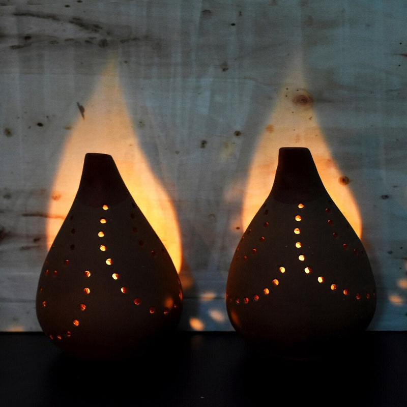 Buy Droplet Handmade Candle Holder- Set Of 2 with Free Soywax Tealights | Shop Verified Sustainable Candles & Fragrances on Brown Living™