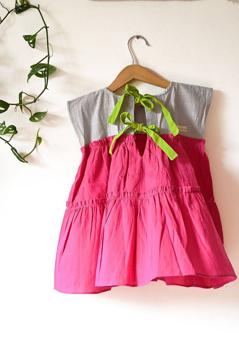 Buy Earth Child' Tiered Maxi In Pink | Shop Verified Sustainable Kids Frocks & Dresses on Brown Living™