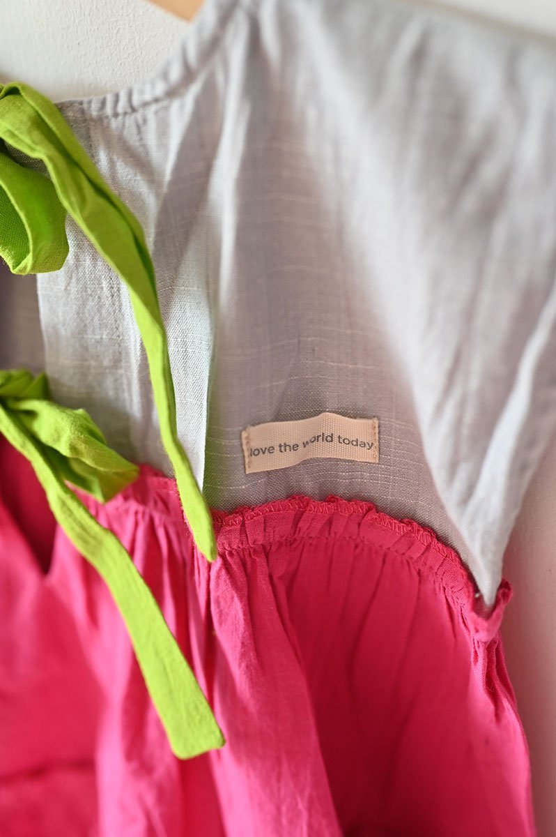 Buy Earth Child' Tiered Maxi In Pink | Shop Verified Sustainable Kids Frocks & Dresses on Brown Living™