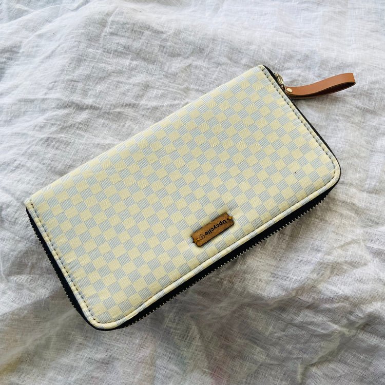 Buy Eco-Friendly Hand-made Wallet -White with Blue | Shop Verified Sustainable Travel Accessories on Brown Living™