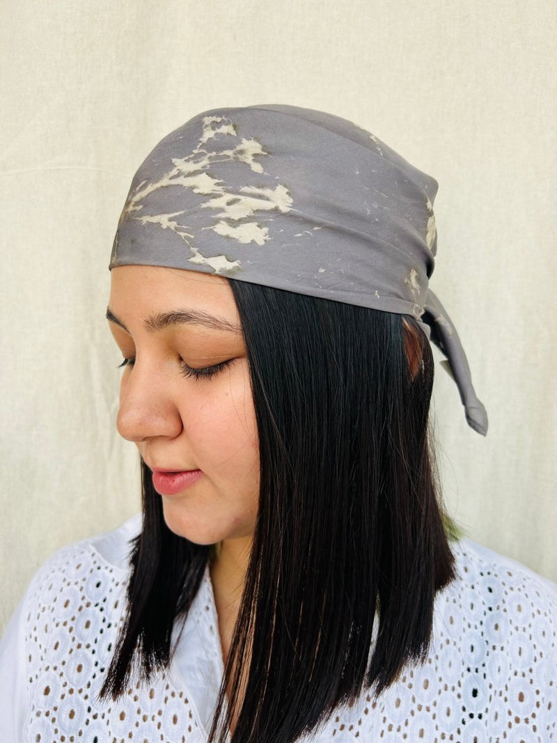 Buy Eco-printed Silk Bandana - Grey | Shop Verified Sustainable Womens Accessories on Brown Living™