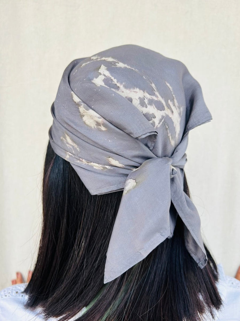 Buy Eco-printed Silk Bandana - Grey | Shop Verified Sustainable Womens Accessories on Brown Living™