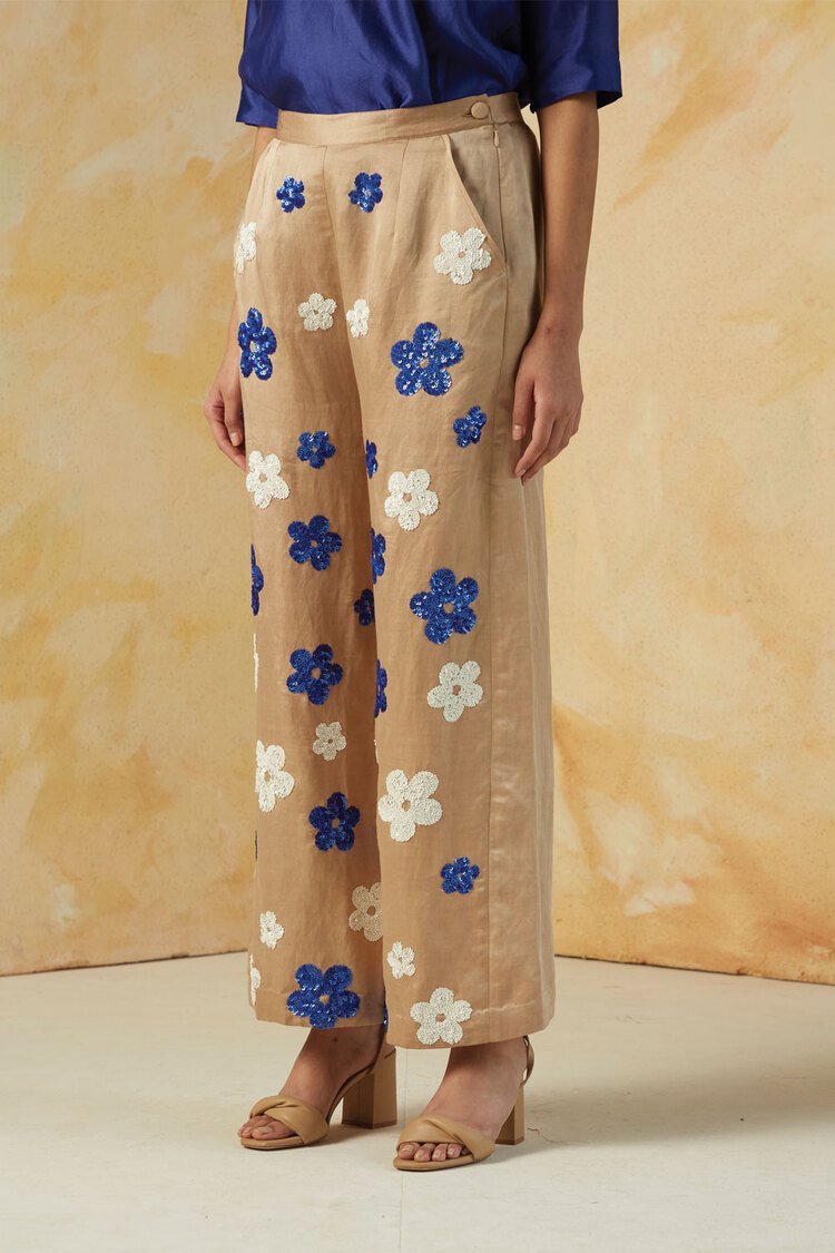 Buy Evelyn Embroidered Trouser | Shop Verified Sustainable Womens Trousers on Brown Living™