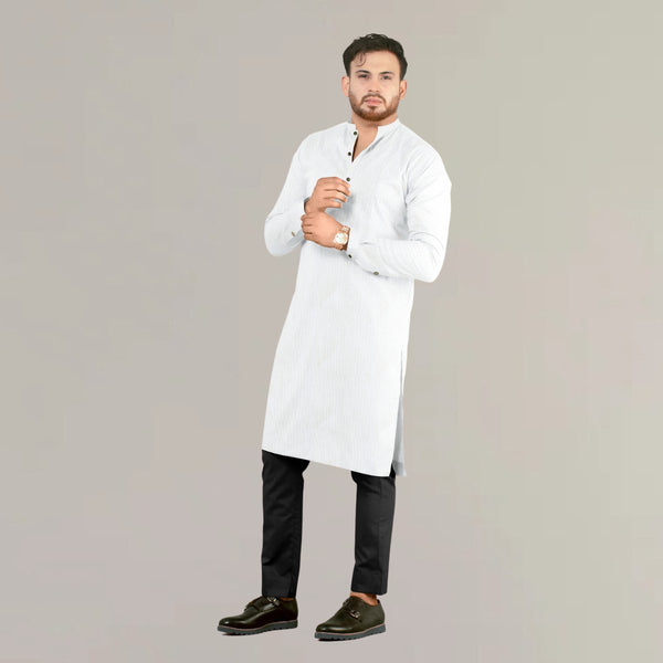 Buy Festive Hemp Kurta in White Colour | Shop Verified Sustainable Mens Kurta on Brown Living™