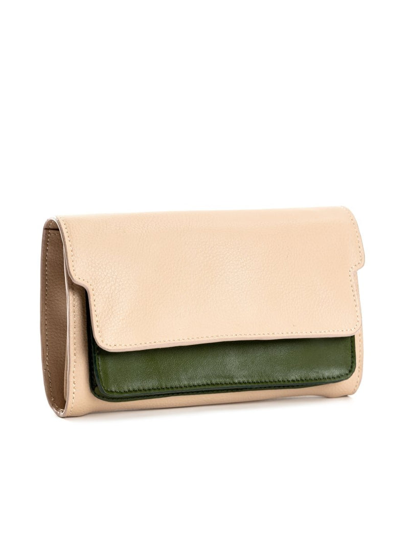 Buy Fides (Almond & Green) | Women's bag made with Apple Leather | Shop Verified Sustainable Womens Wallet on Brown Living™