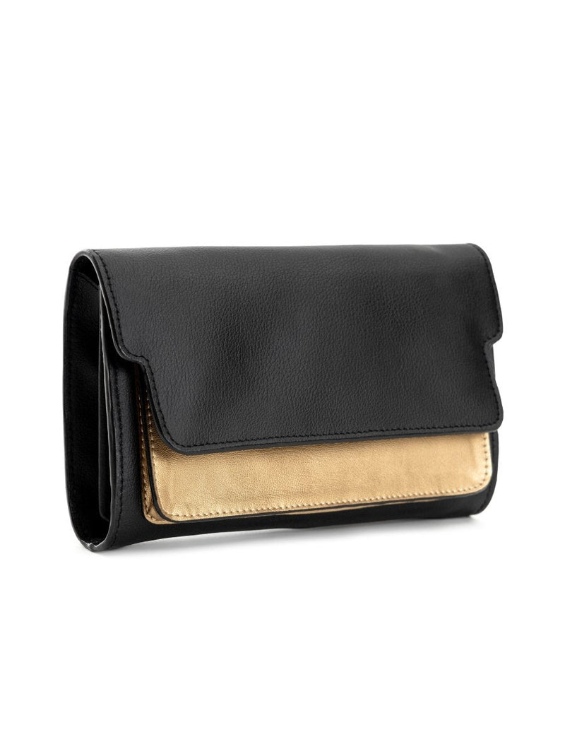 Fides (Black & Gold) | Women's bag made with Apple Leather | Verified Sustainable Womens Wallet on Brown Living™