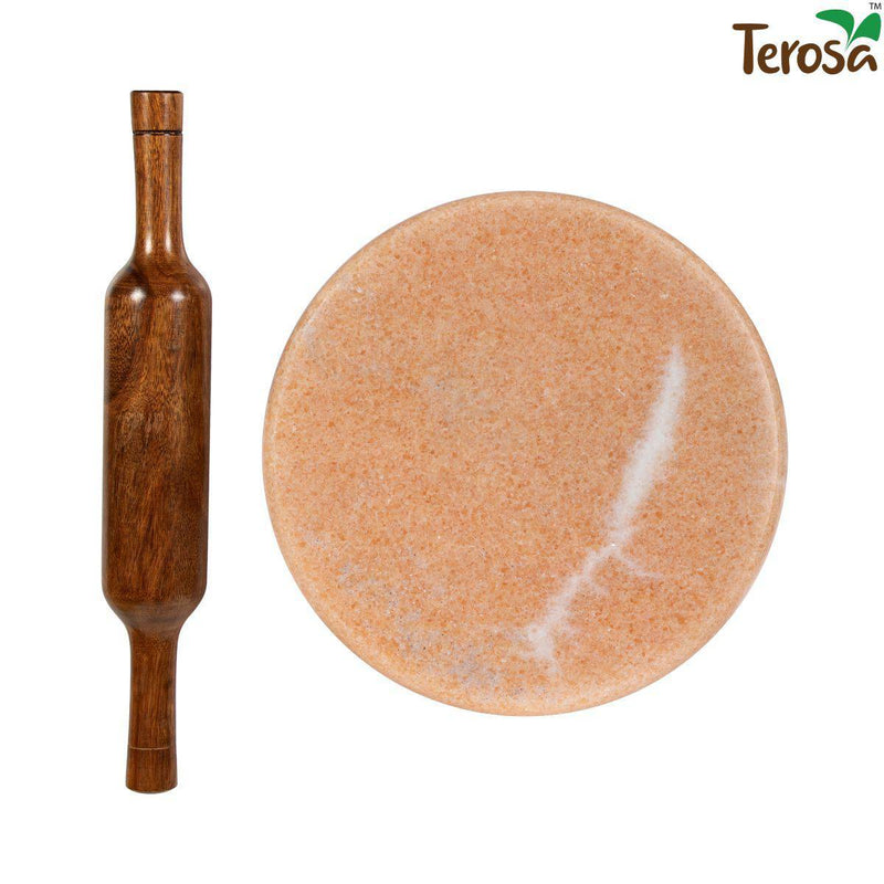 Buy Flamingo Pink Chakla Belan/Rolling Board & Pin Set - 9" Marble | Shop Verified Sustainable Kitchen Tools on Brown Living™