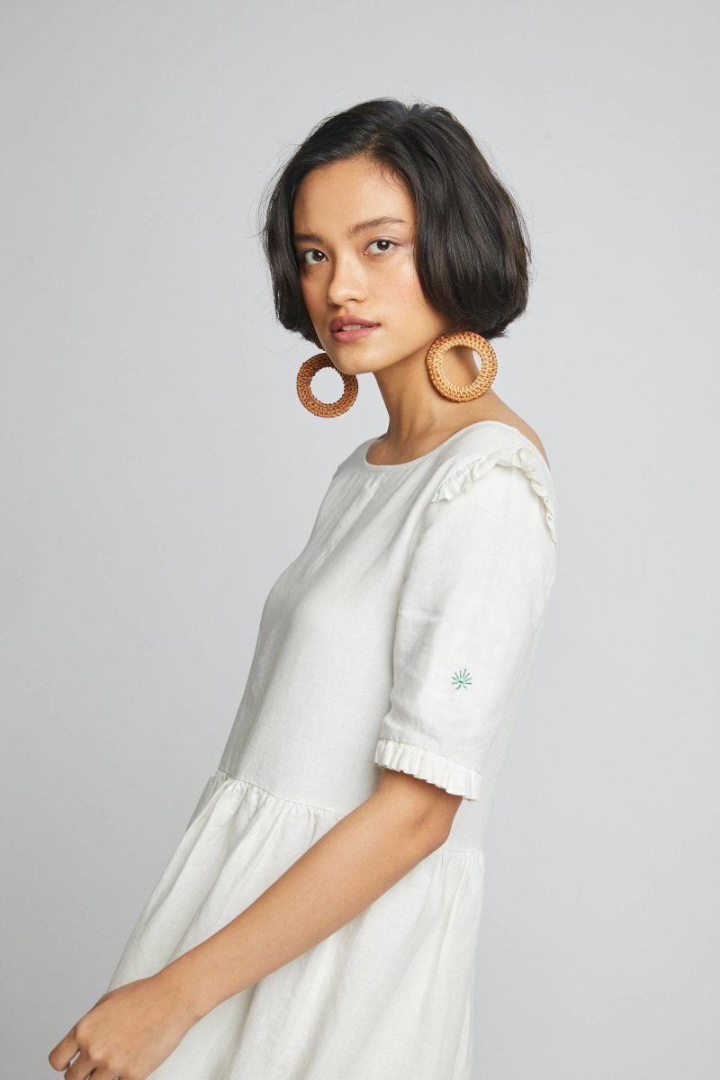 Buy Flare Ruffles Dress White | Shop Verified Sustainable Womens Dress on Brown Living™