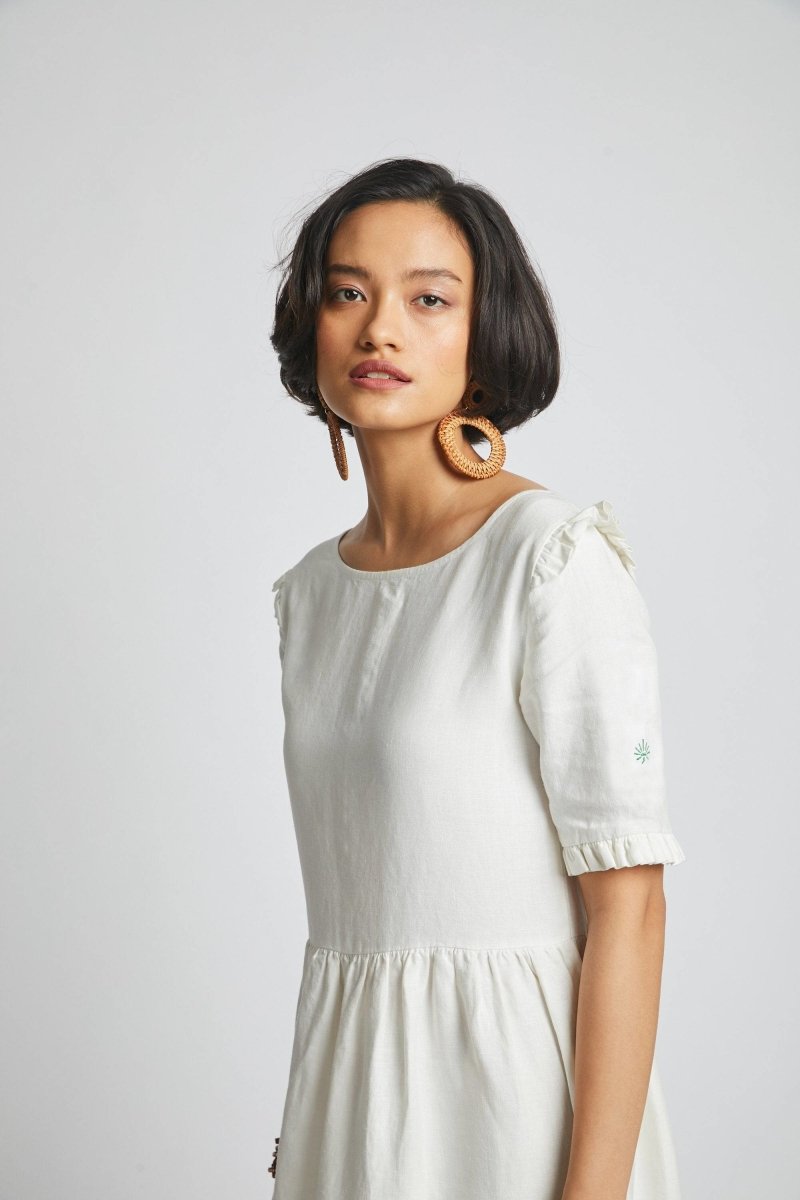 Buy Flare Ruffles Dress White | Shop Verified Sustainable Womens Dress on Brown Living™