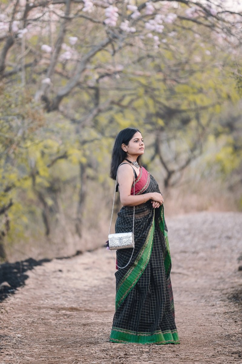 Buy Floral Paatr Purse (Silver) | Shop Verified Sustainable Womens Clutch on Brown Living™