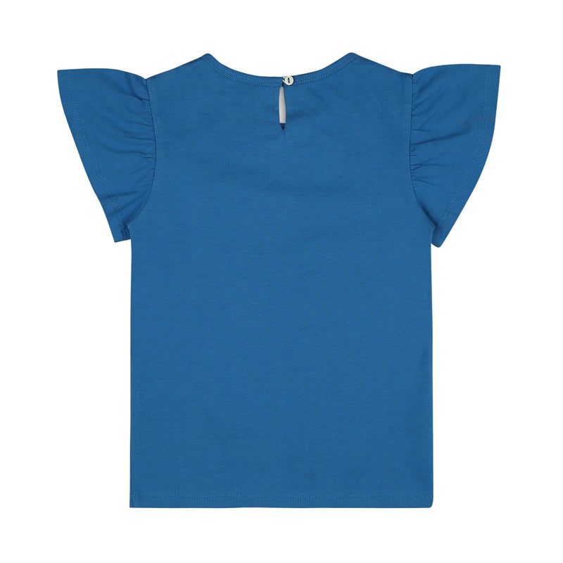 Flutter Sleeve Cotton Top- Deep Water Blue | Verified Sustainable Kids Tops on Brown Living™