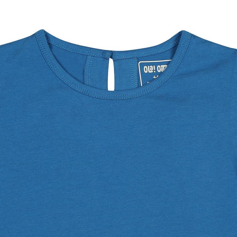 Flutter Sleeve Cotton Top- Deep Water Blue | Verified Sustainable Kids Tops on Brown Living™