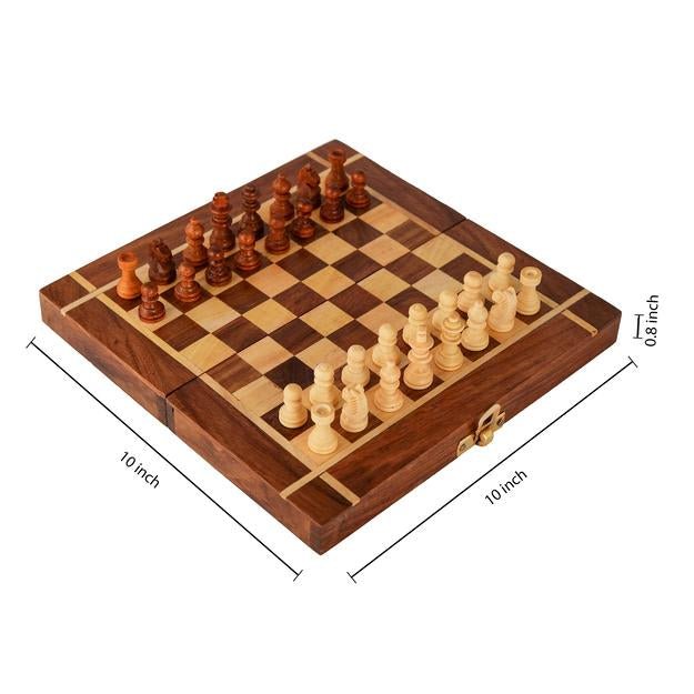 Buy Wooden Handcrafted Foldable Magnetic Chess Board Set- 12"x12" | Shop Verified Sustainable Learning & Educational Toys on Brown Living™