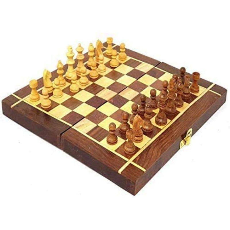 Buy Folding Wooden Chess Board Set Game- 10" Non Magnetic | Shop Verified Sustainable Learning & Educational Toys on Brown Living™