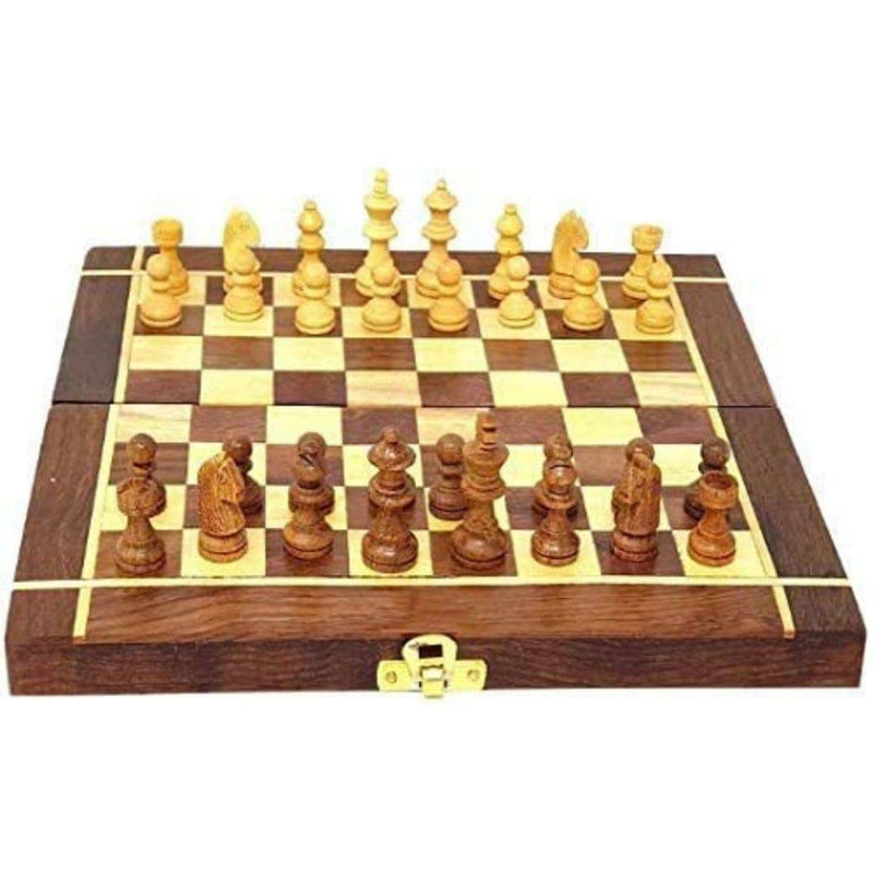 Buy Folding Wooden Chess Board Set Game- 10" Non Magnetic | Shop Verified Sustainable Learning & Educational Toys on Brown Living™