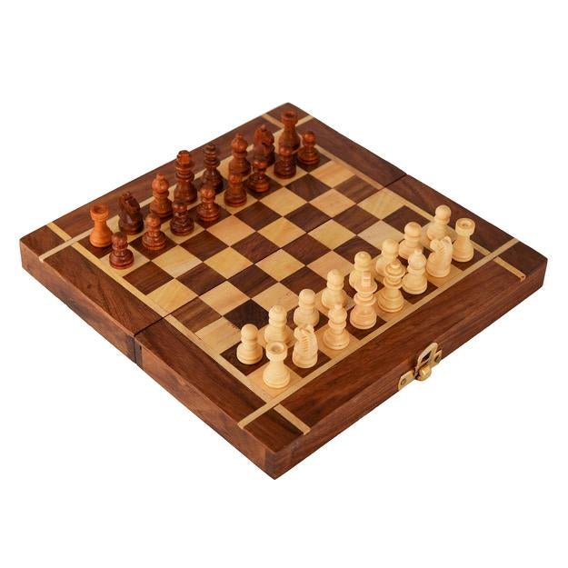 Buy Folding Wooden Chess Board Set Game- 10" Non Magnetic | Shop Verified Sustainable Learning & Educational Toys on Brown Living™