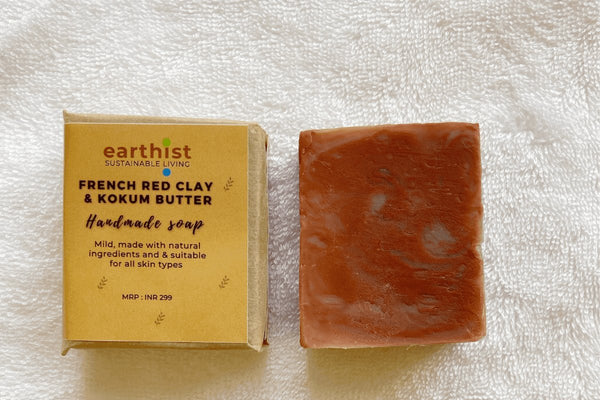 Buy French red clay & kokum butter soap All skin types, Vegan | Shop Verified Sustainable Body Soap on Brown Living™