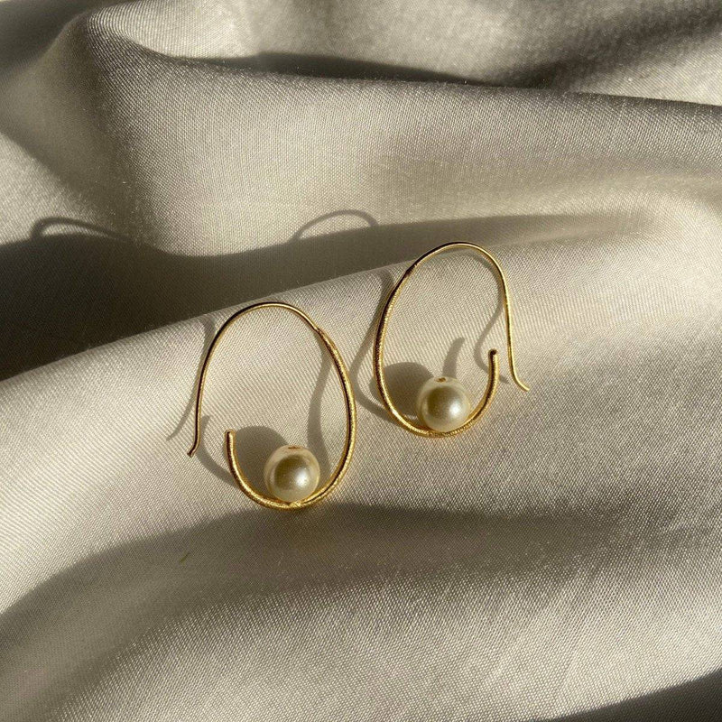 Buy Freshwater Cultured Floating Pearl Hoop Earrings | Shop Verified Sustainable Womens Earrings on Brown Living™