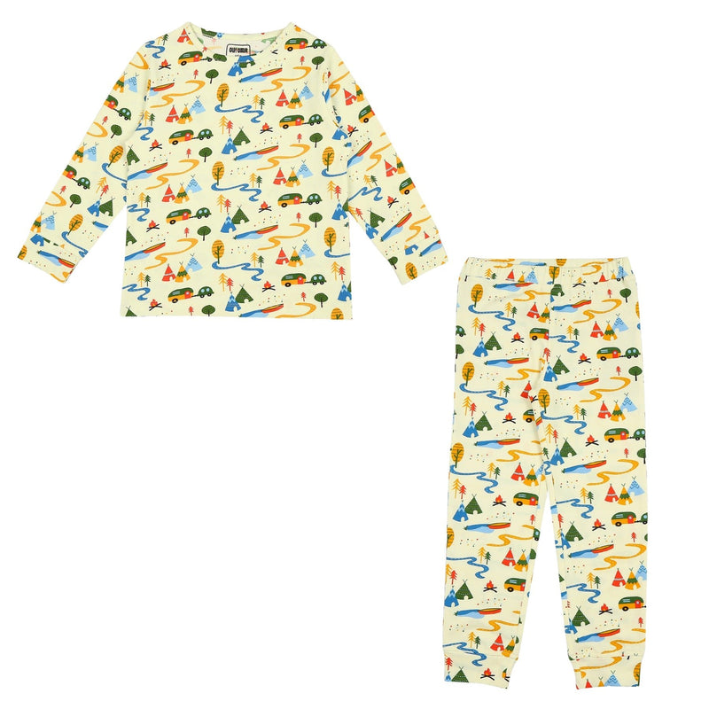 Full Sleeve Cotton Nightsuit- Happy Camping | Verified Sustainable Kids Nightwear on Brown Living™