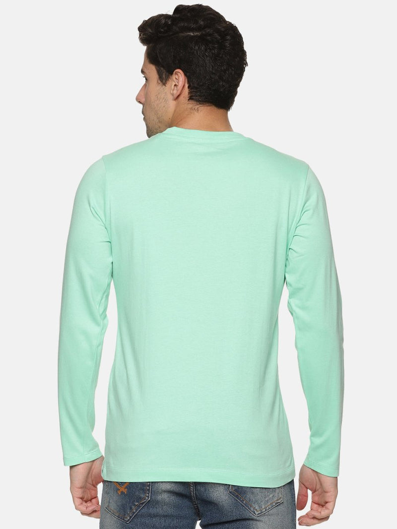 Buy Full Sleeve Mens organi Crew Neck T-shirt | Pastel Green | Shop Verified Sustainable Mens Tshirt on Brown Living™