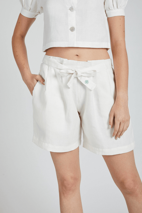 Buy Gleam Tie Up Shorts White | Shop Verified Sustainable Womens Shorts on Brown Living™