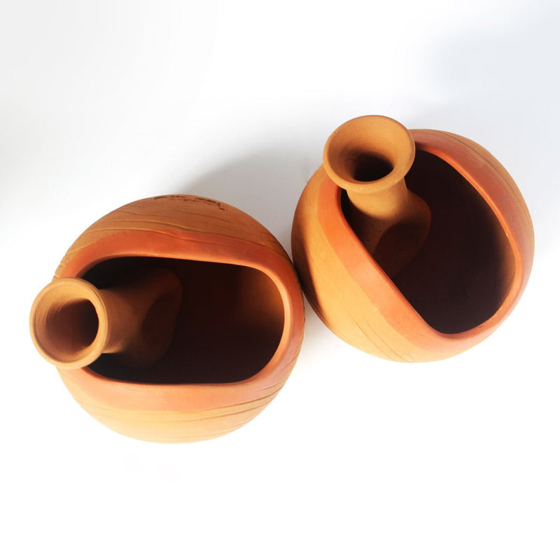 Buy GLO (L) Terracotta Planter with Deep Root Watering System Set of 2 | Shop Verified Sustainable Products on Brown Living