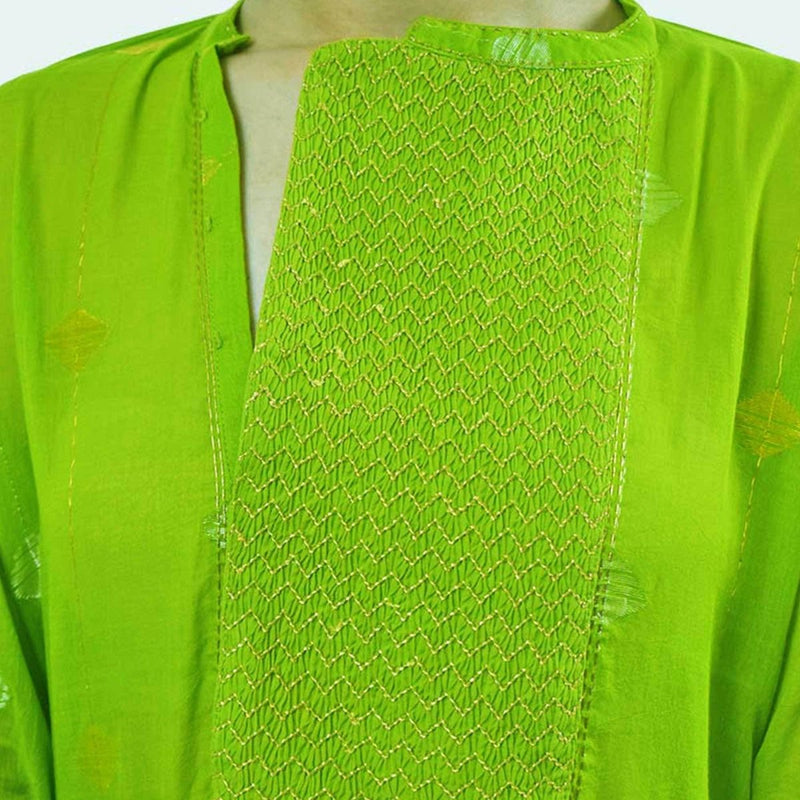 Buy Green Jamdani Kurta | Shop Verified Sustainable Womens Kurta on Brown Living™