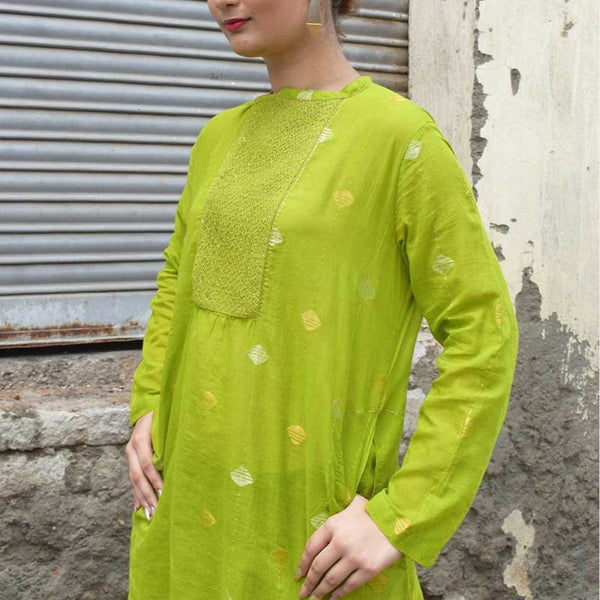 Buy Green Jamdani Kurta | Shop Verified Sustainable Womens Kurta on Brown Living™