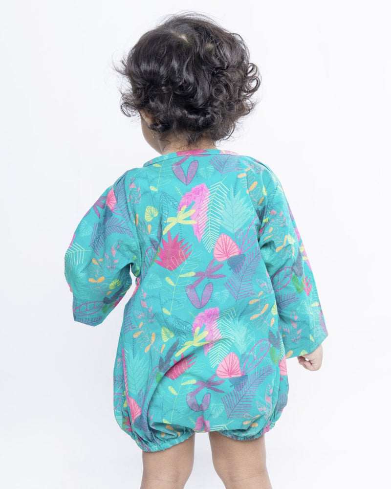 Buy Green Leafy Full Sleeves Unisex Onesie | Kids onesie | Made with organic cotton | Shop Verified Sustainable Kids Onesies on Brown Living™