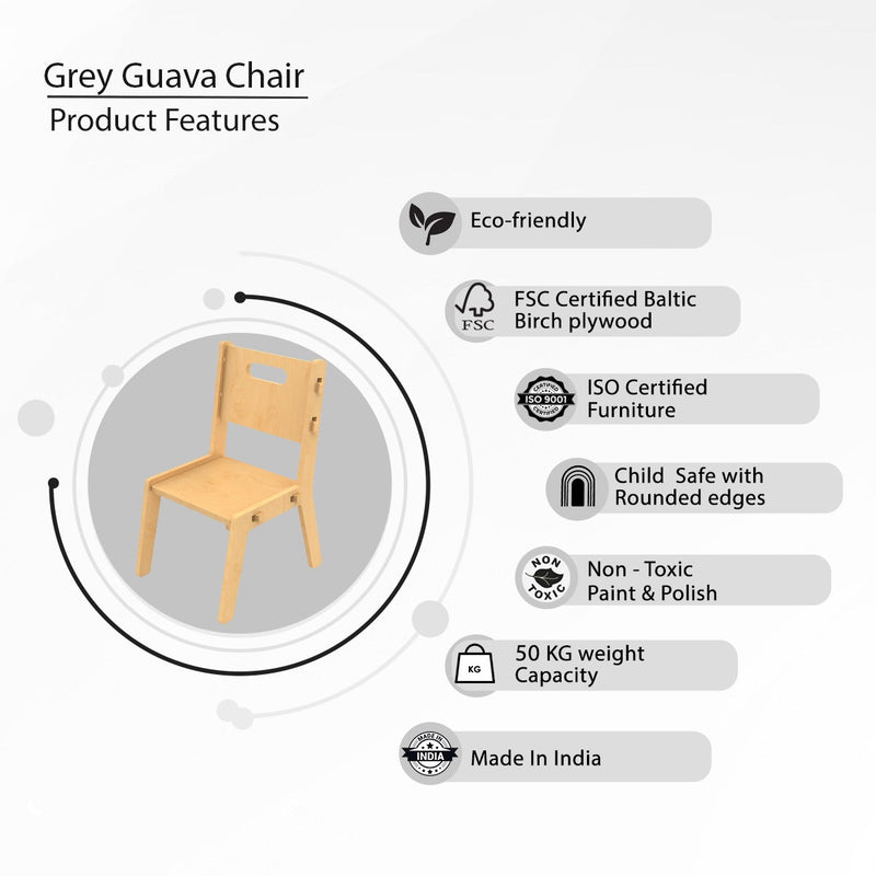 Buy Grey Guava Childrens Wooden Chair | Shop Verified Sustainable Decor & Artefacts on Brown Living™