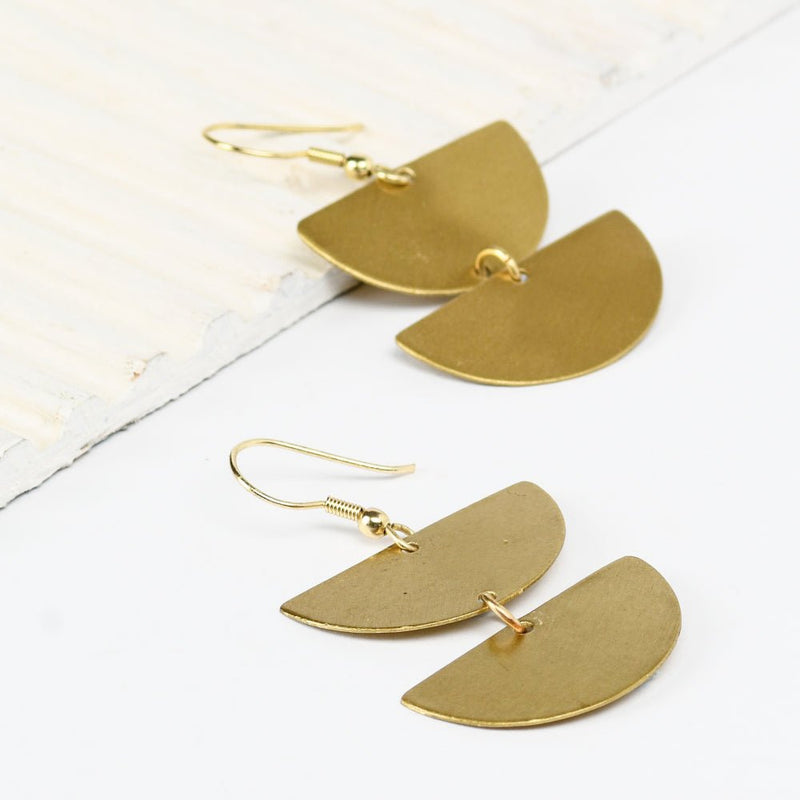 Buy Half Circle Brass Earrings | Shop Verified Sustainable Womens earrings on Brown Living™