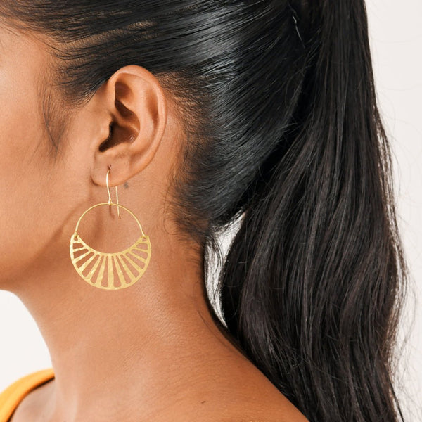 Buy Half Moon Brass Earrings | Shop Verified Sustainable Womens earrings on Brown Living™