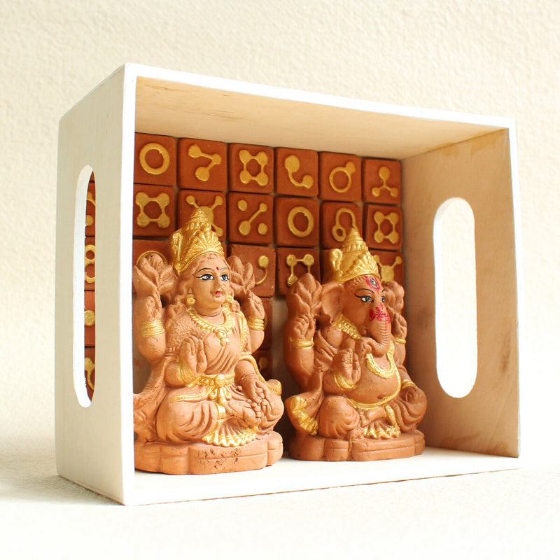 Buy Hancrafted Terracotta Laxmi & Gapati Idol- Small(S) | Shop Verified Sustainable Products on Brown Living