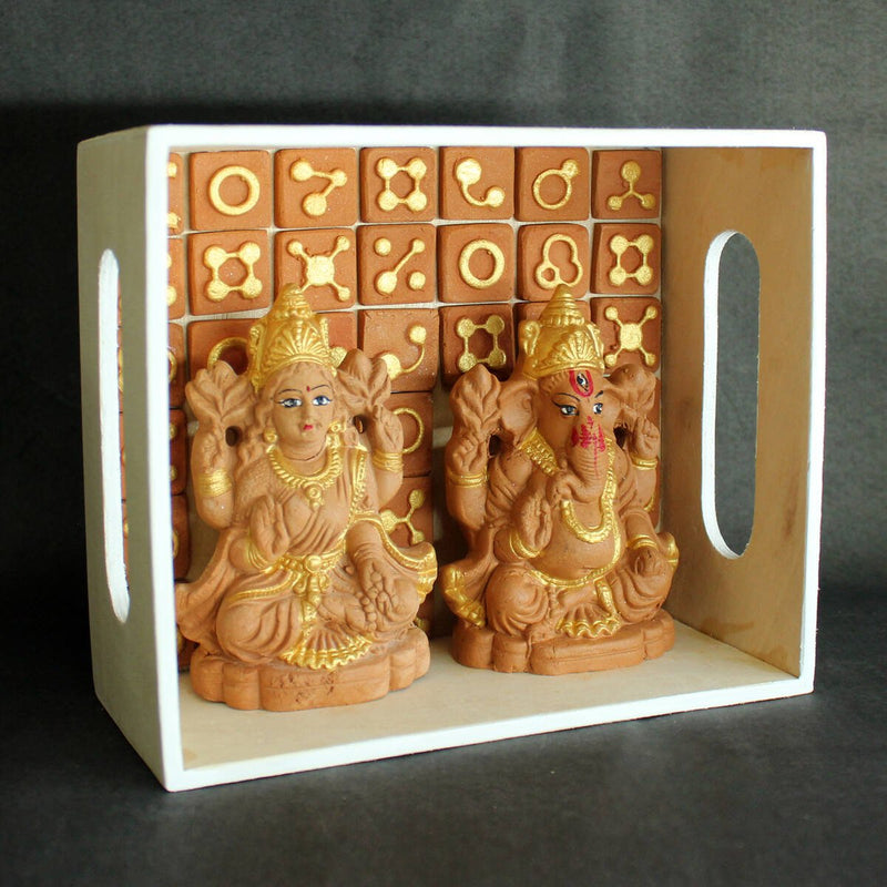 Buy Hancrafted Terracotta Laxmi & Gapati Idol- Small(S) | Shop Verified Sustainable Products on Brown Living