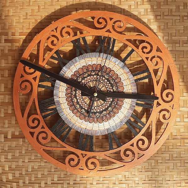 Hand Painted Wall Clock - Metallic | Verified Sustainable Wall Decor on Brown Living™