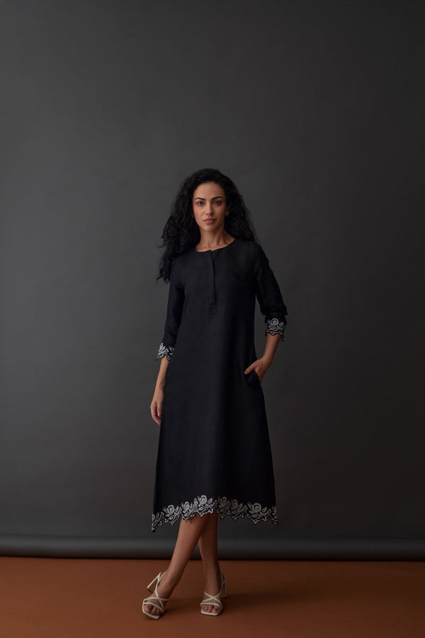 Hand Scalloped Jacquard Dress | Verified Sustainable Womens Dress on Brown Living™