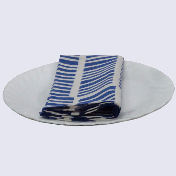 Buy Handblock Napkin Set of 4 | Blue Dark | Shop Verified Sustainable Table Essentials on Brown Living™