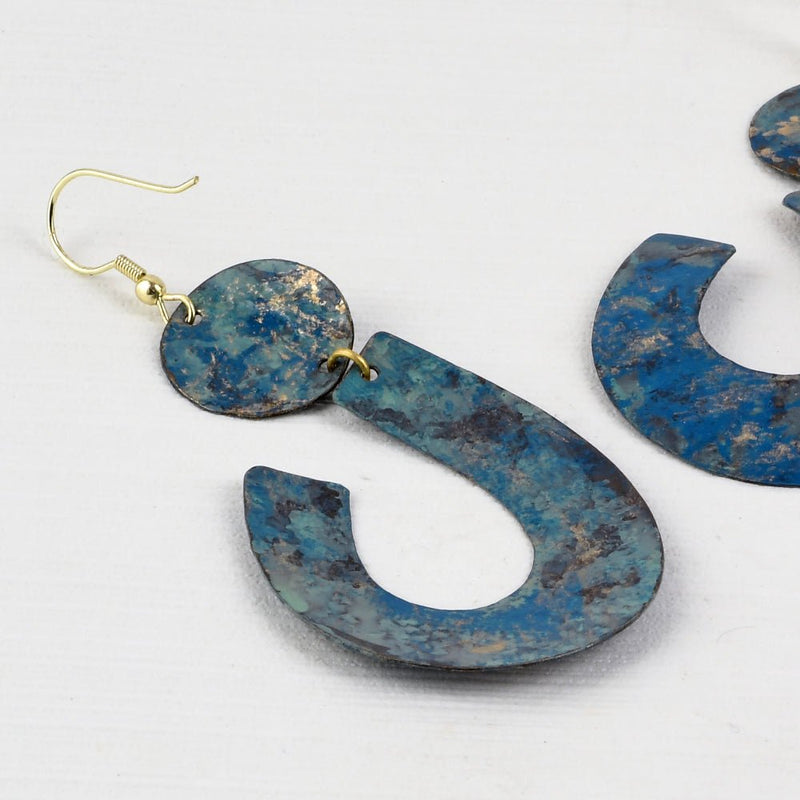 Buy Handcrafted Brass Blue Shaded Earrings | Shop Verified Sustainable Womens earrings on Brown Living™