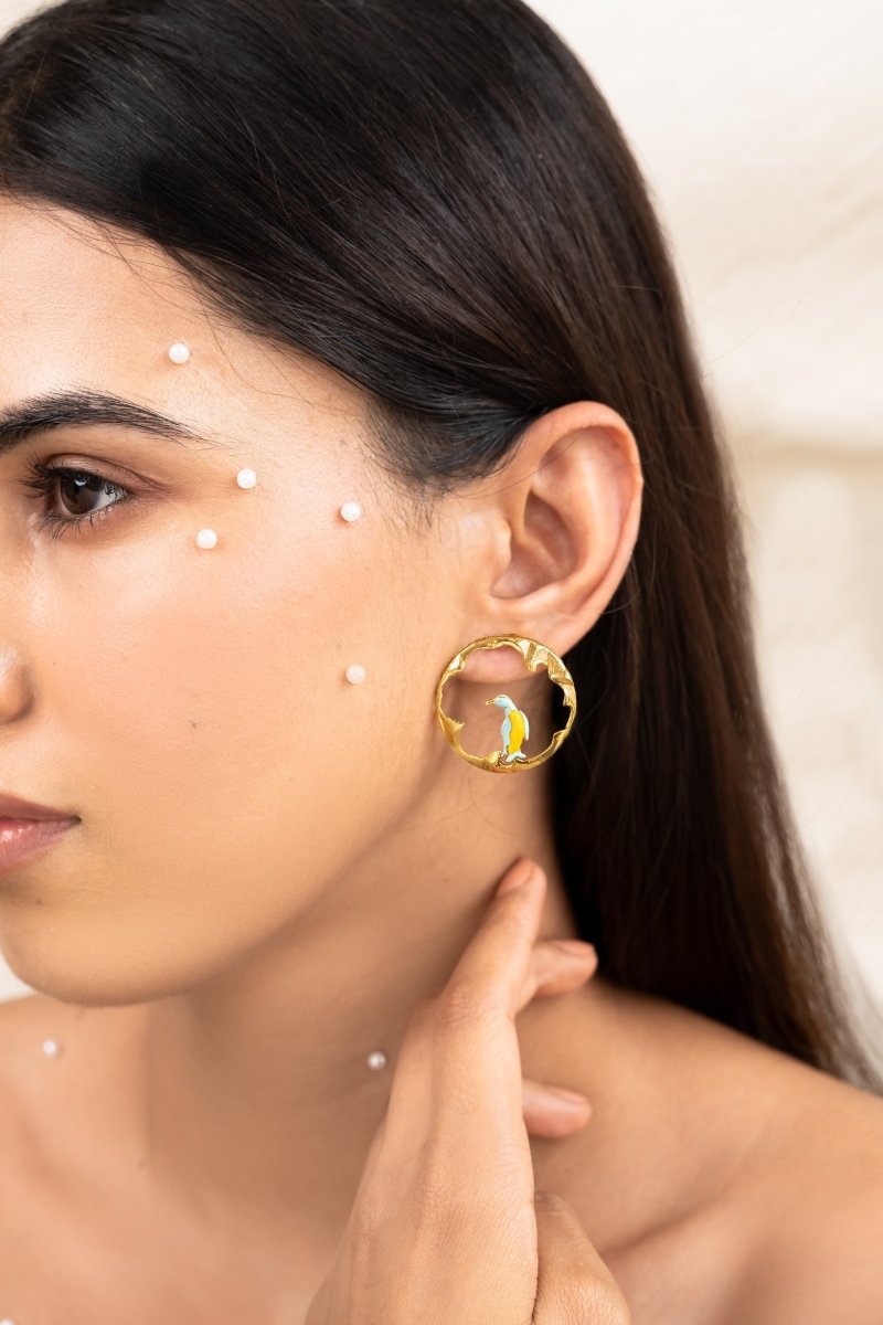 Buy Handcrafted Galápagos Stud Gold Plated Brass Earrings | Shop Verified Sustainable Womens Bracelets on Brown Living™