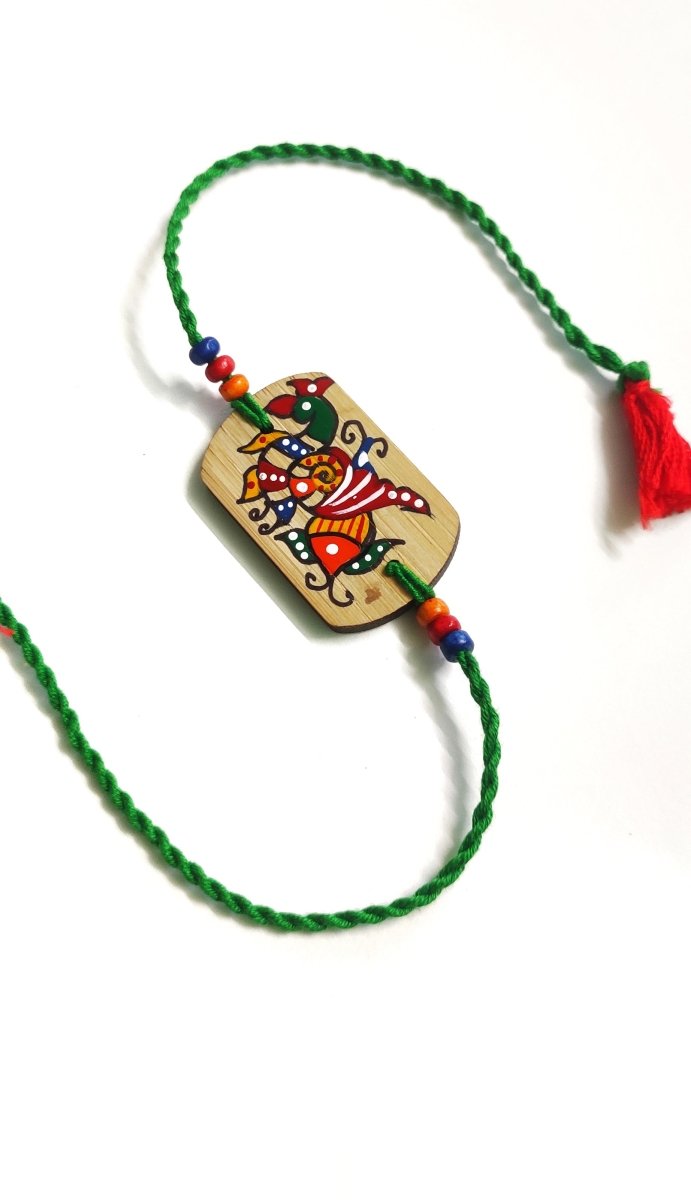 Buy Handcrafted Natural Bamboo Rakhis | Folkart | Handpainted | Pack of 2 | Shop Verified Sustainable Rakhi on Brown Living™