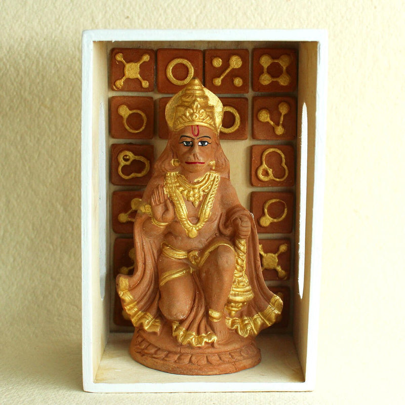 Buy Handcrafted Terracotta Ashirwad Hanuman Idol | Shop Verified Sustainable Religious Items on Brown Living™