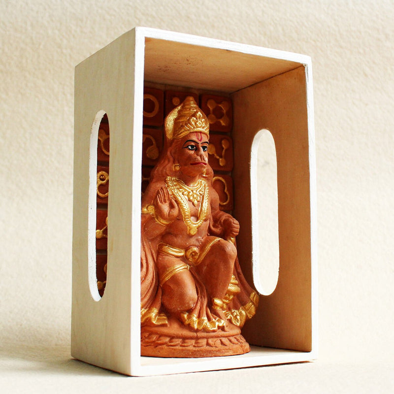 Buy Handcrafted Terracotta Ashirwad Hanuman Idol | Shop Verified Sustainable Religious Items on Brown Living™