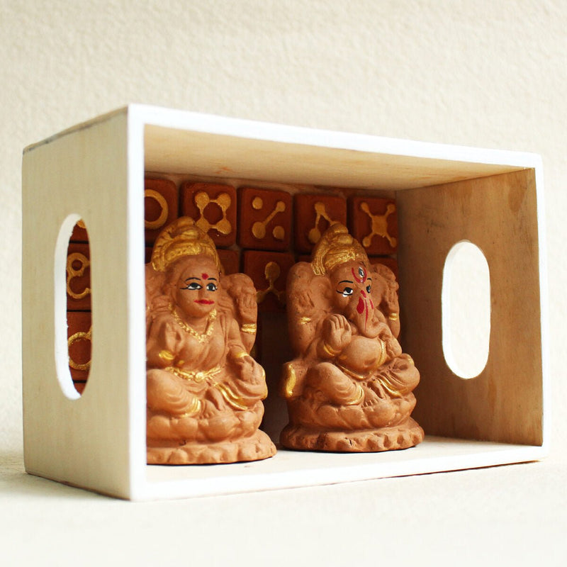 Buy Handcrafted Terracotta Laxmi & Gapati Idol- Little(XS) | Shop Verified Sustainable Products on Brown Living