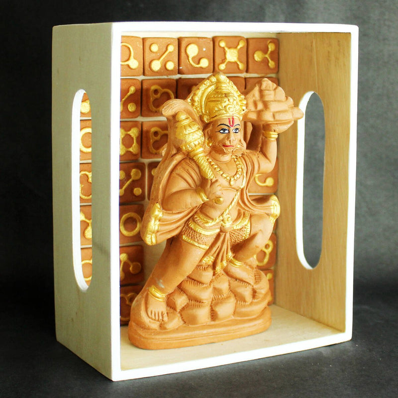 Buy Handcrafted Terracotta Parvat Hanuman Idol | Shop Verified Sustainable Religious Items on Brown Living™