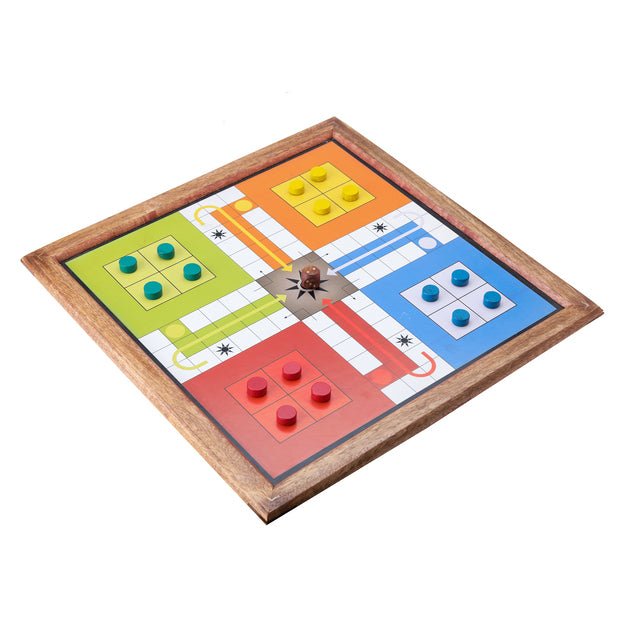 Buy Handmade Wooden 2 in 1 Ludo Magnetic Snakes and Ladders Board Game | Shop Verified Sustainable Learning & Educational Toys on Brown Living™