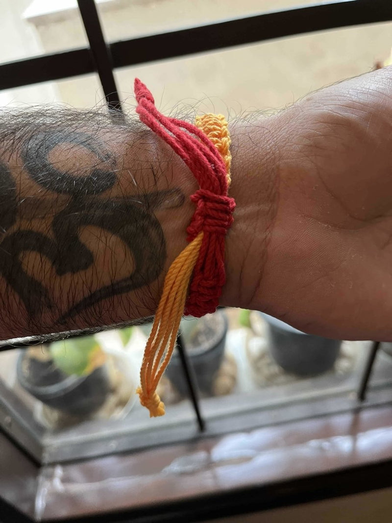 Buy Handmade Infinity Rakhi Red and Yellow | Shop Verified Sustainable Rakhi on Brown Living™