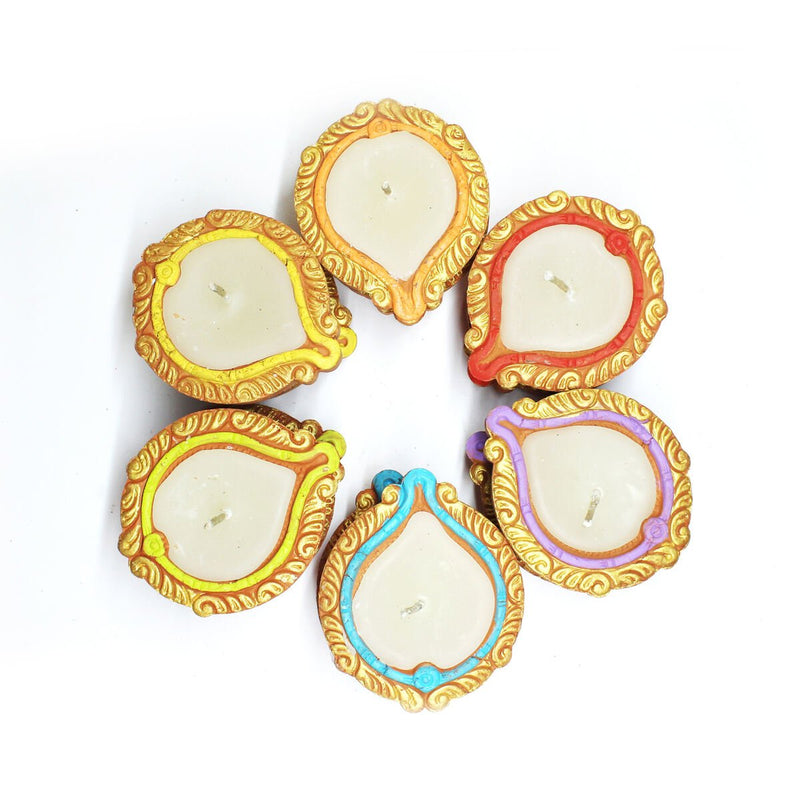 Buy Handmade Motiff Bankura Diya Wax Filled Candles- Set Of 12 | Shop Verified Sustainable Products on Brown Living