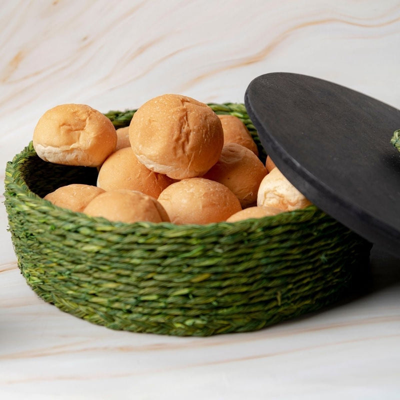 Handmade Sabai Grass Roti Box - Green | Verified Sustainable Baskets & Boxes on Brown Living™